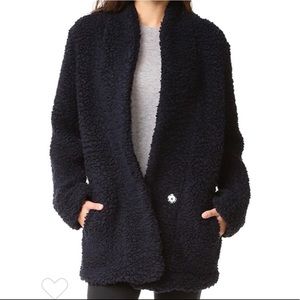 NWOT Iro Navy Piacie Teddy Coat Sz 34 (FR)